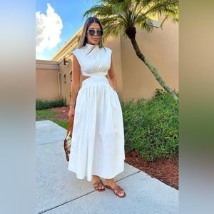 Santella Shop Tina Dress (White Maxi Cotton High Neck Dress) Size S